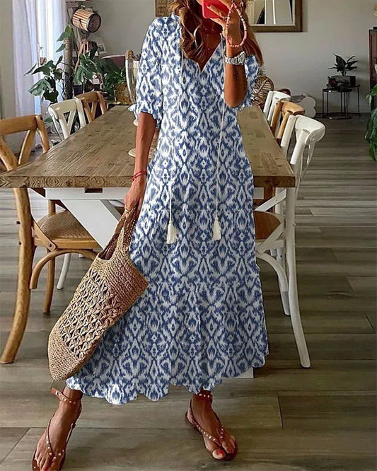 Iga | Boho sukienka z rozcięciem z przodu