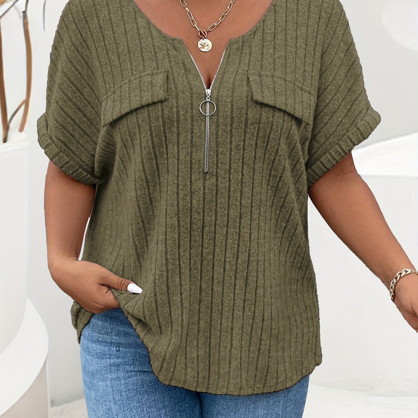Natalia – Teksturowana Koszulka Plus Size