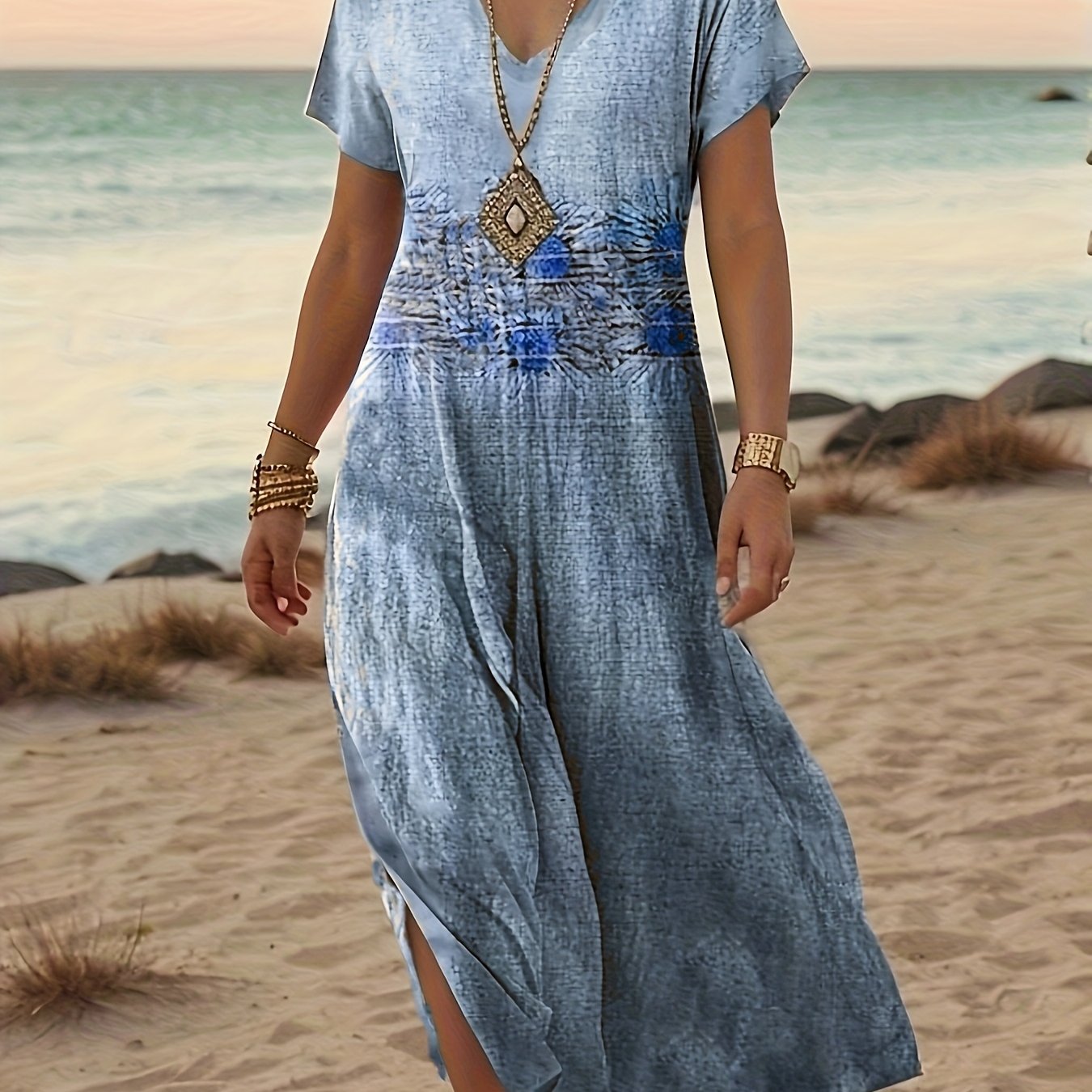 Renata – Sukienka Maxi W Tropikalny Print