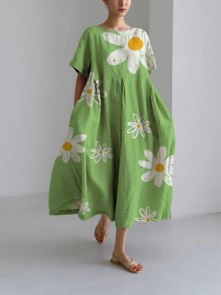 RAYA - LUŹNA SUKIENKA LETNIA Z NATURALNYM NADRUKIEM