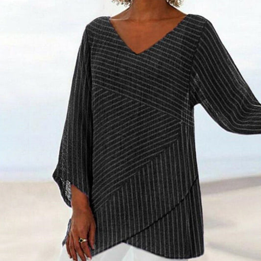 Halina - Drapowany top w paski