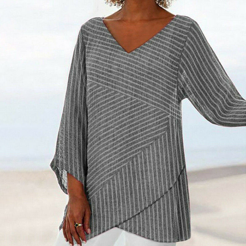 Halina - Drapowany top w paski