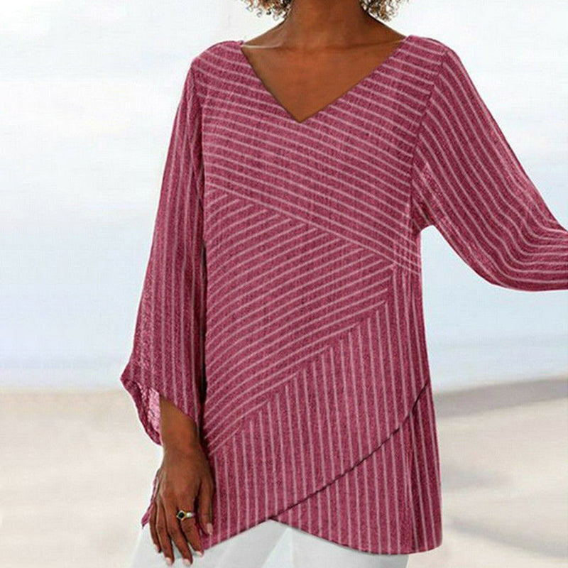 Halina - Drapowany top w paski