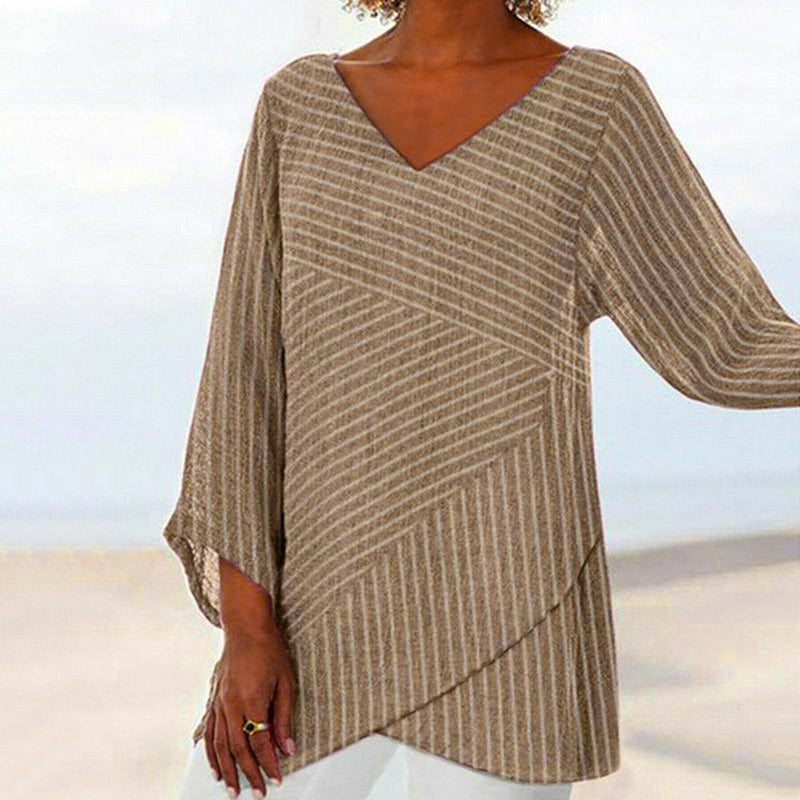 Halina - Drapowany top w paski