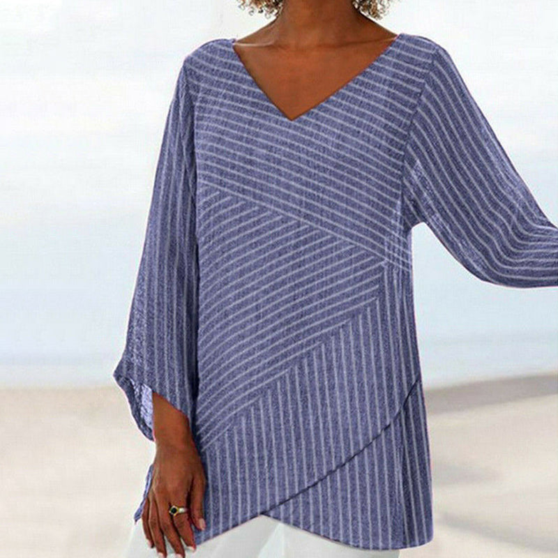 Halina - Drapowany top w paski