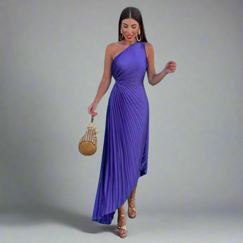 Drosmara | Sukienka midi z eleganckim odkrytym ramieniem