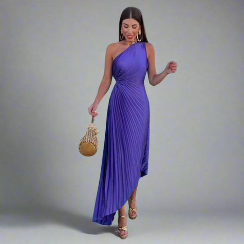Drosmara | Sukienka midi z eleganckim odkrytym ramieniem
