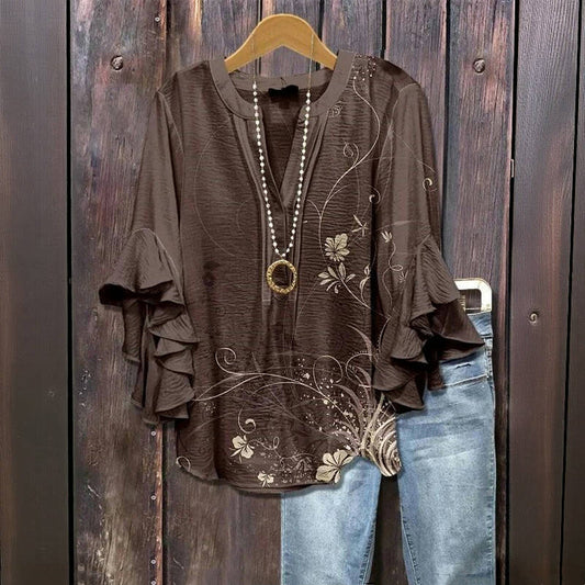 Aubrey™ - Bluzka w kwiaty w stylu vintage