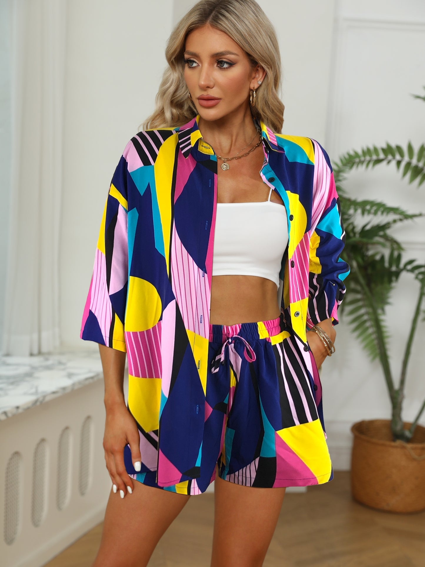 Jadwiga – Kolorowy Zestaw Off-Shoulder