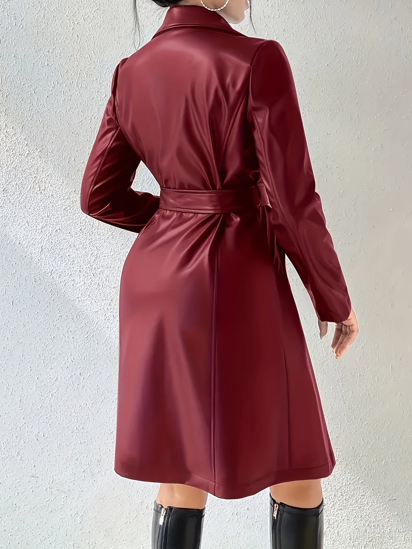 Adelajda / Elegancka Damska Kurtka Ze Skóry Pu Z Paskiem