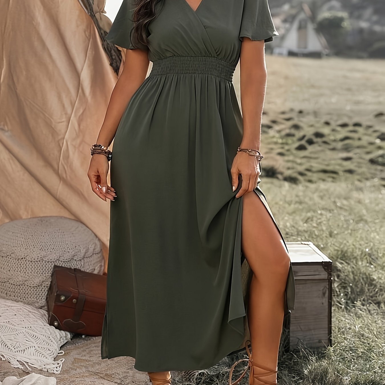 Sukienka Plus Size z Marszczeniem w Talii – Wiktoria