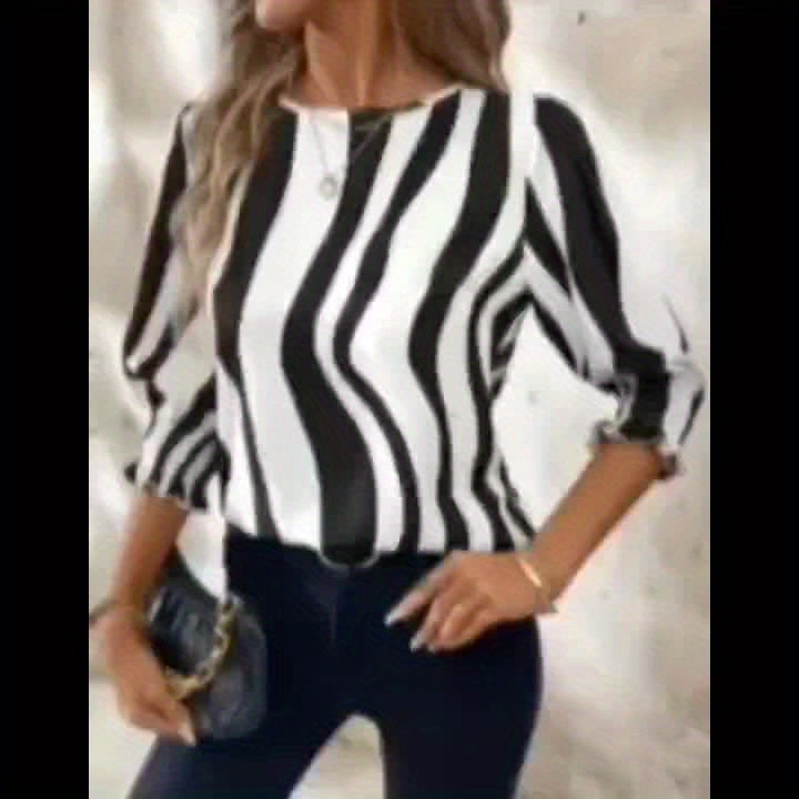 Iwona – Bluzka W Paski Z Motywem Kota