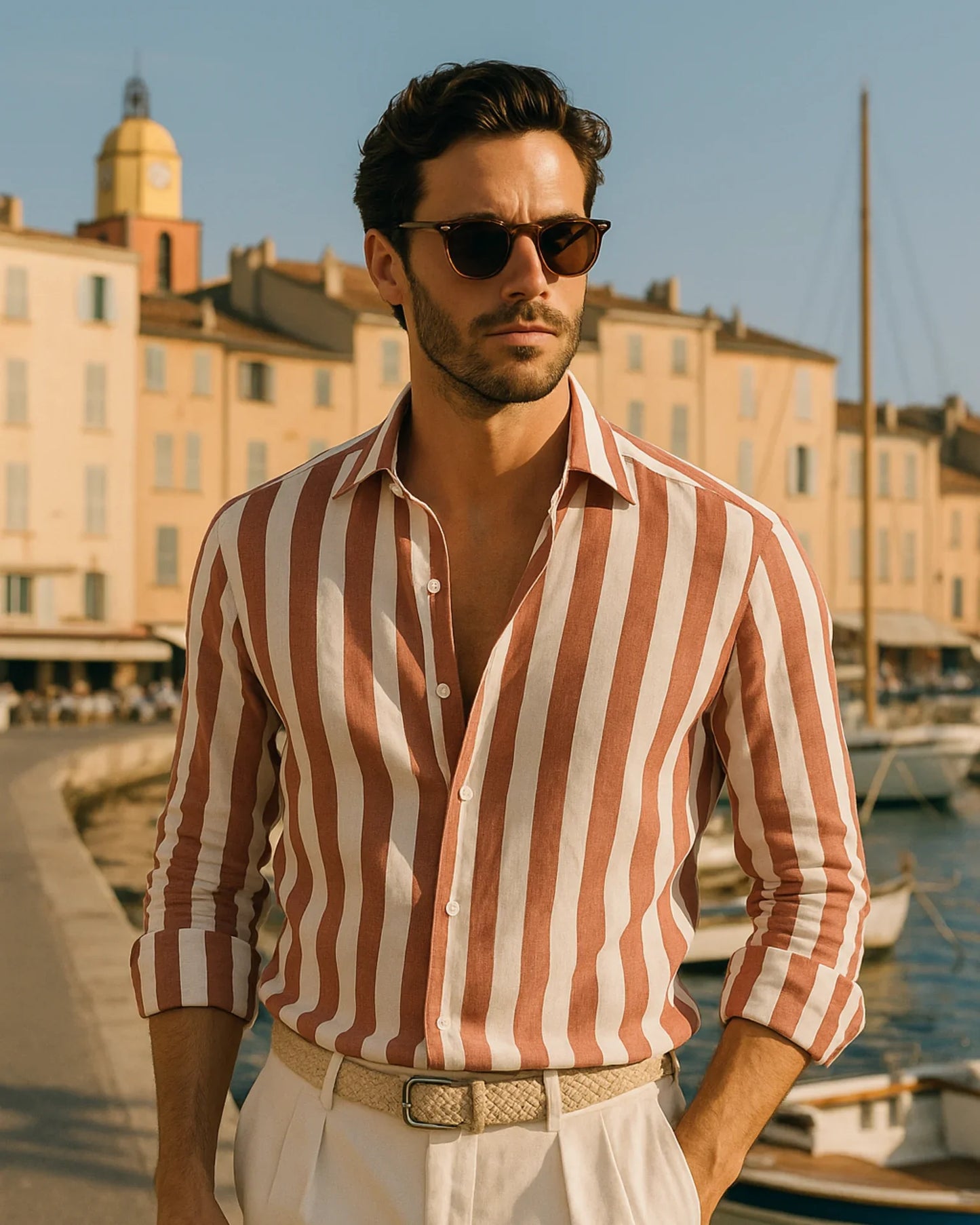 Marek – Lniana Koszula Czerwono-Biała