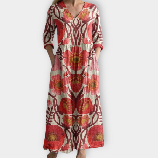 Adelgundis | Sukienka boho maxi wykonana z miękkiej, najwyższej jakości tkaniny