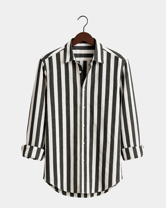 Krzysztof – Lniana Koszula Czarno-Biała