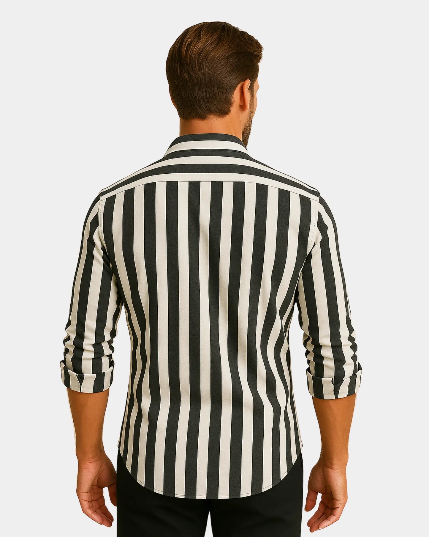 Krzysztof – Lniana Koszula Czarno-Biała