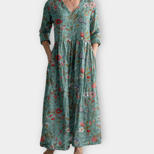 Sigruna | Sukienka maxi w stylu boho wykonana z miękkiej, najwyższej jakości tkaniny