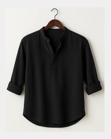 Marek – Lniana Koszula Czarna