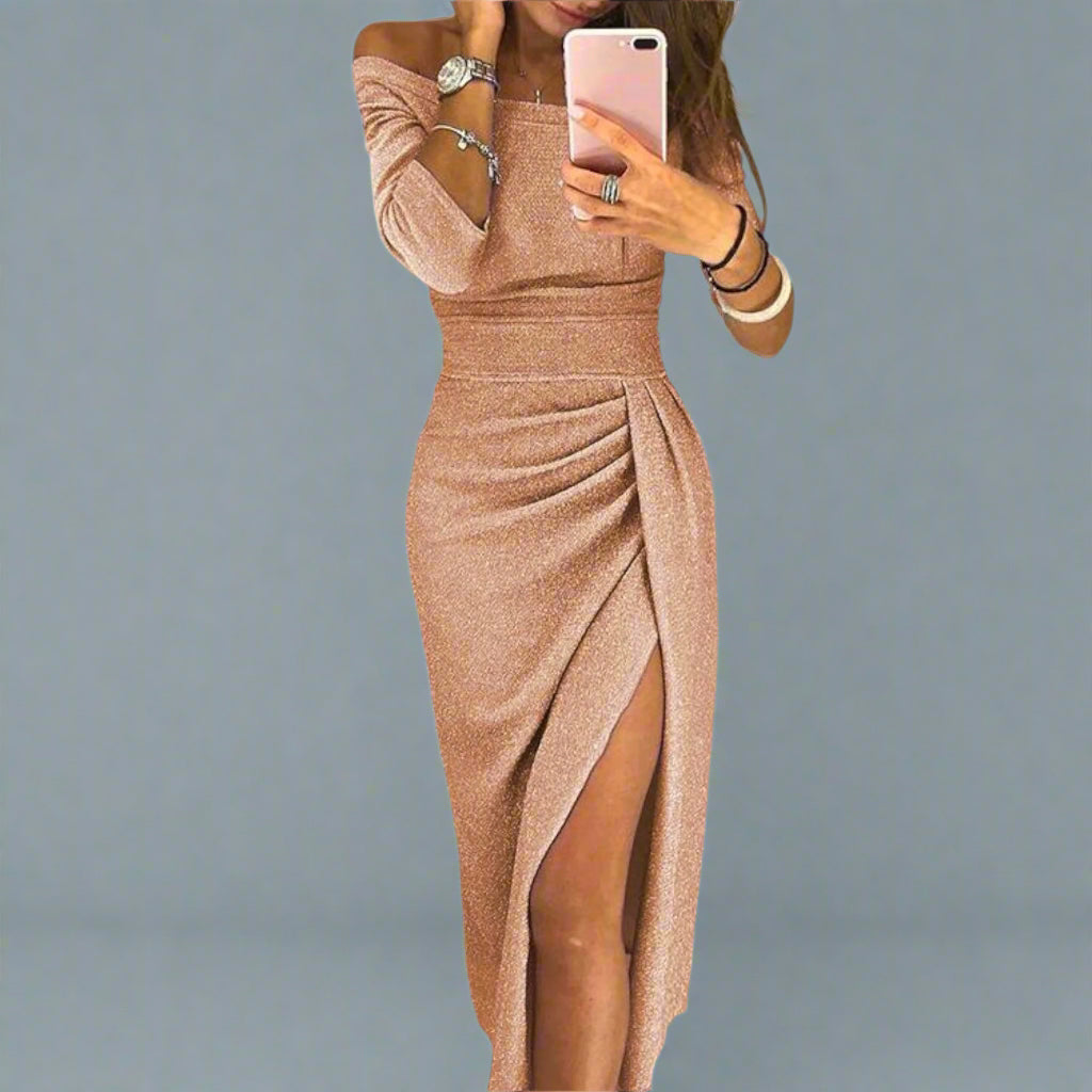 Lena | Elegancka sukienka z odkrytymi ramionami