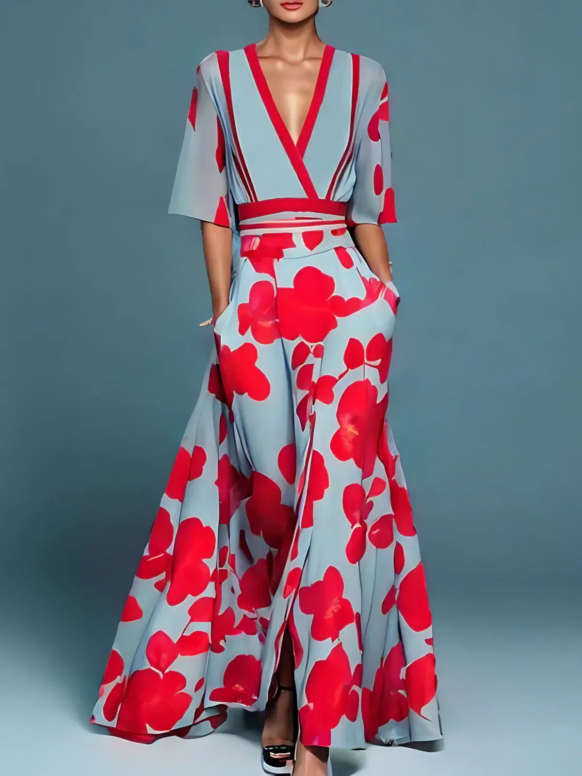 Elise | Elegancka Sukienka Kopertowa w Kwiaty