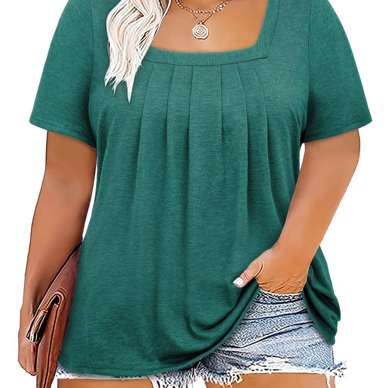 Karina – Plus Size Bluzka Kwadratowy Dekolt