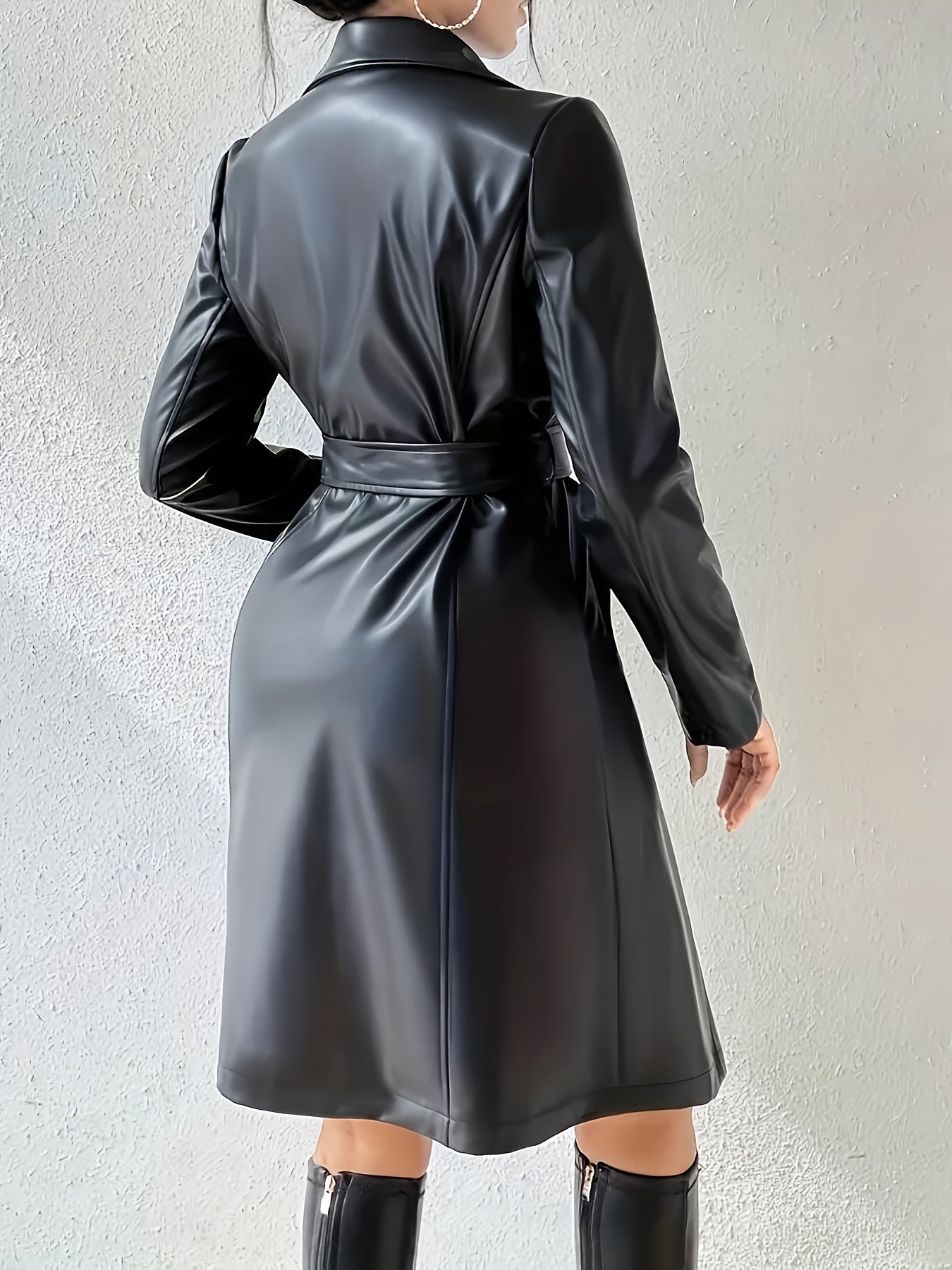Adelajda / Elegancka Damska Kurtka Ze Skóry Pu Z Paskiem