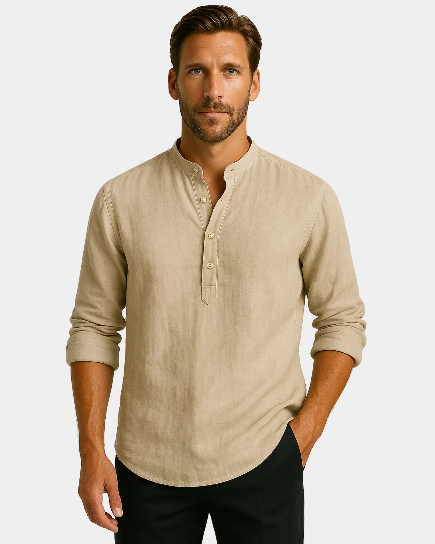 Marek – Lniana Koszula Khaki