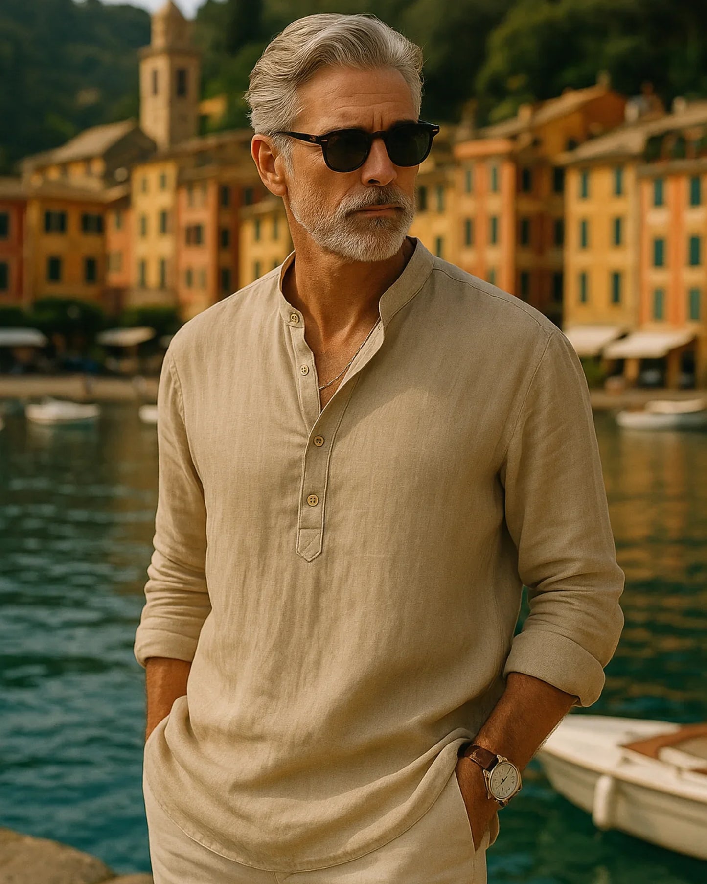 Marek – Lniana Koszula Khaki