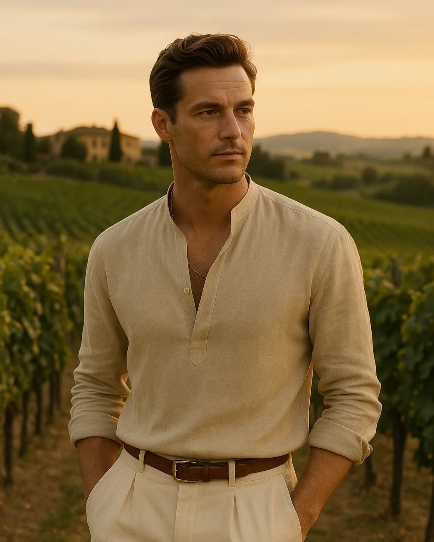 Marek – Lniana Koszula Khaki