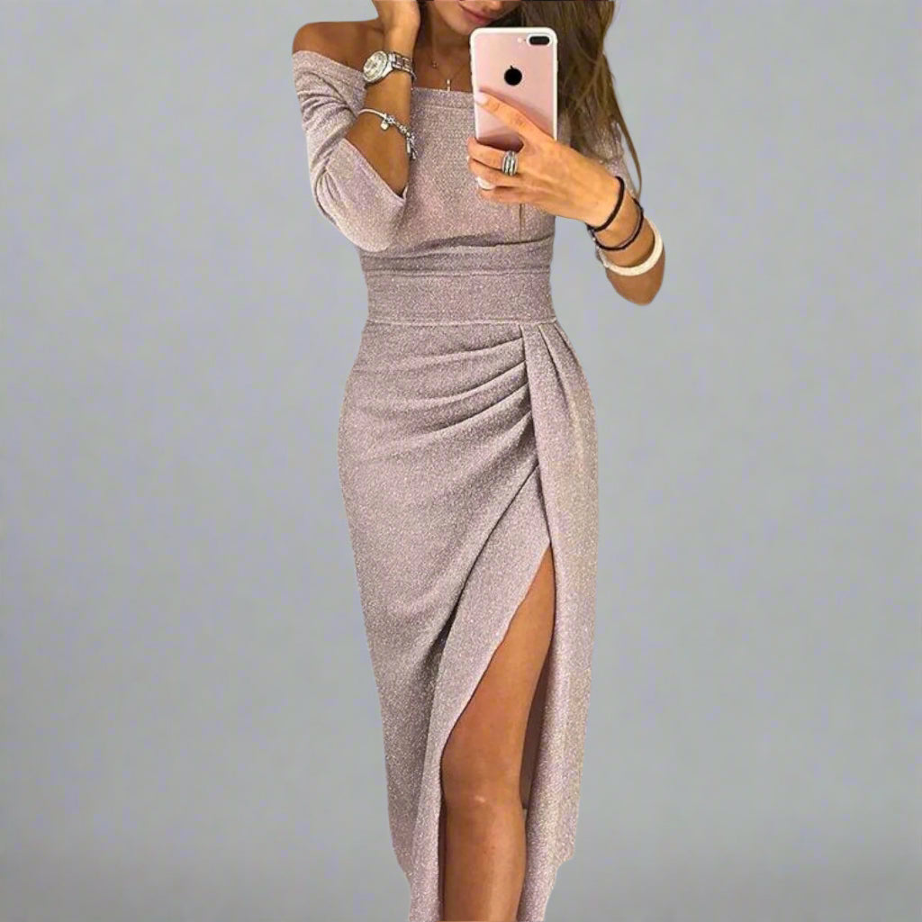 Lena | Elegancka sukienka z odkrytymi ramionami