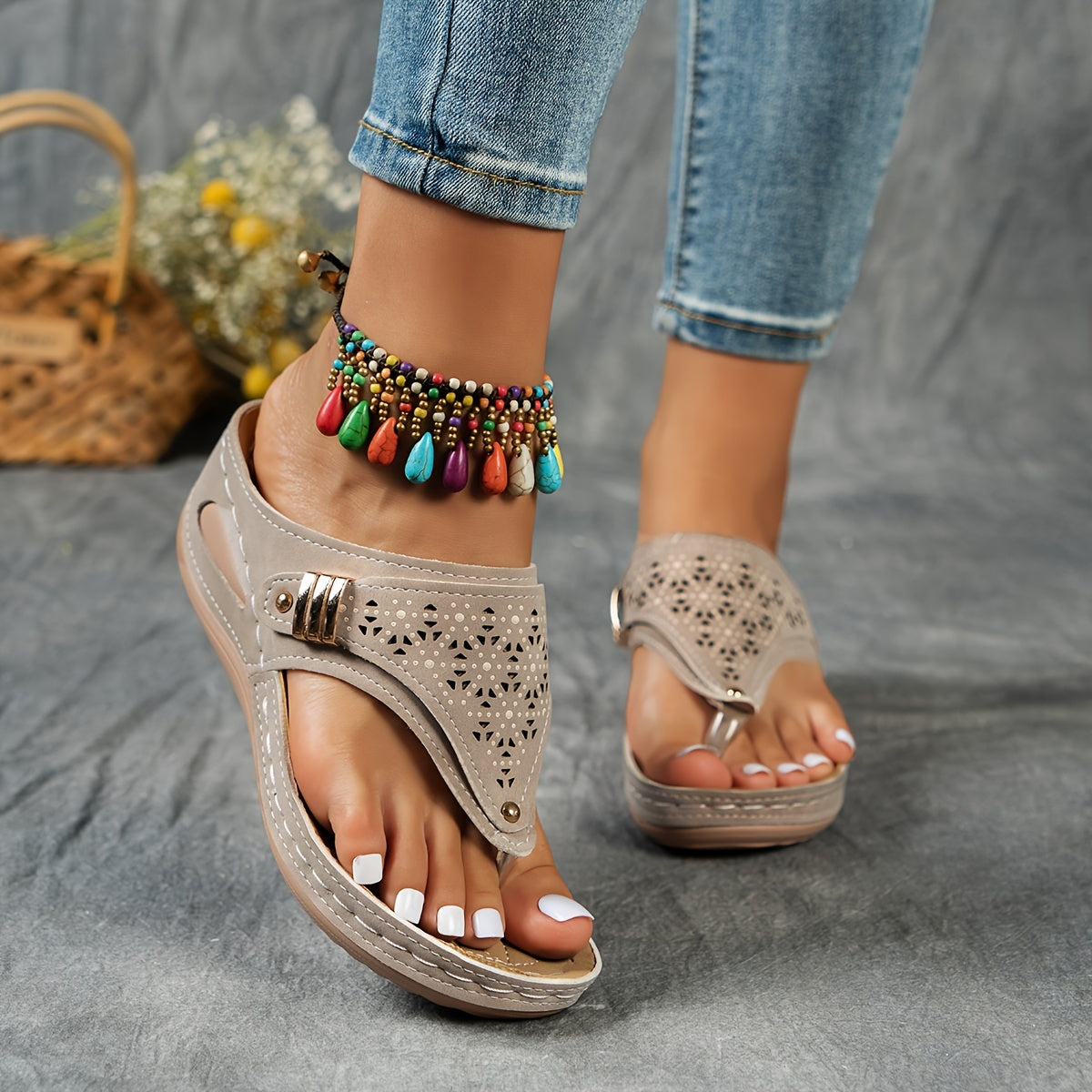Lucyna | Boho sandały