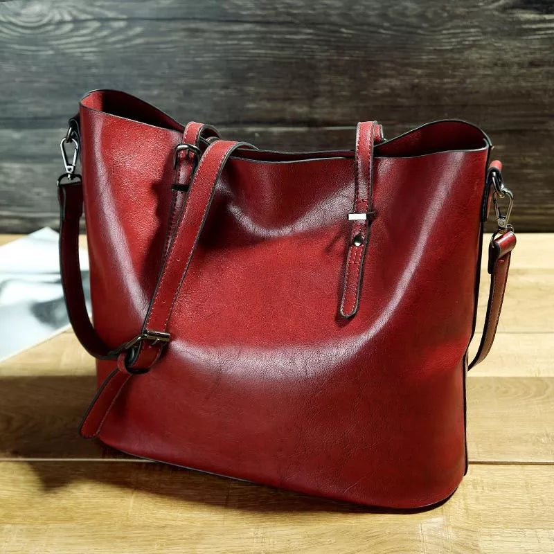Waleria | Klasyczna skórzana torebka na ramię vintage