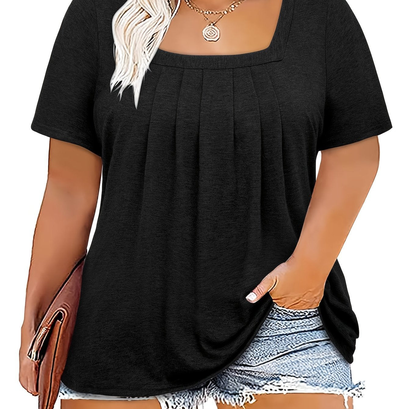 Karina – Plus Size Bluzka Kwadratowy Dekolt