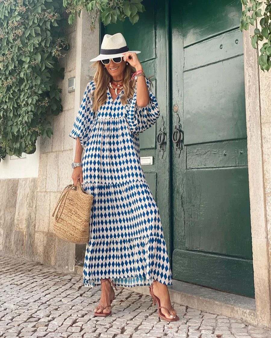 Cecylia | Bawełniana sukienka boho maxi