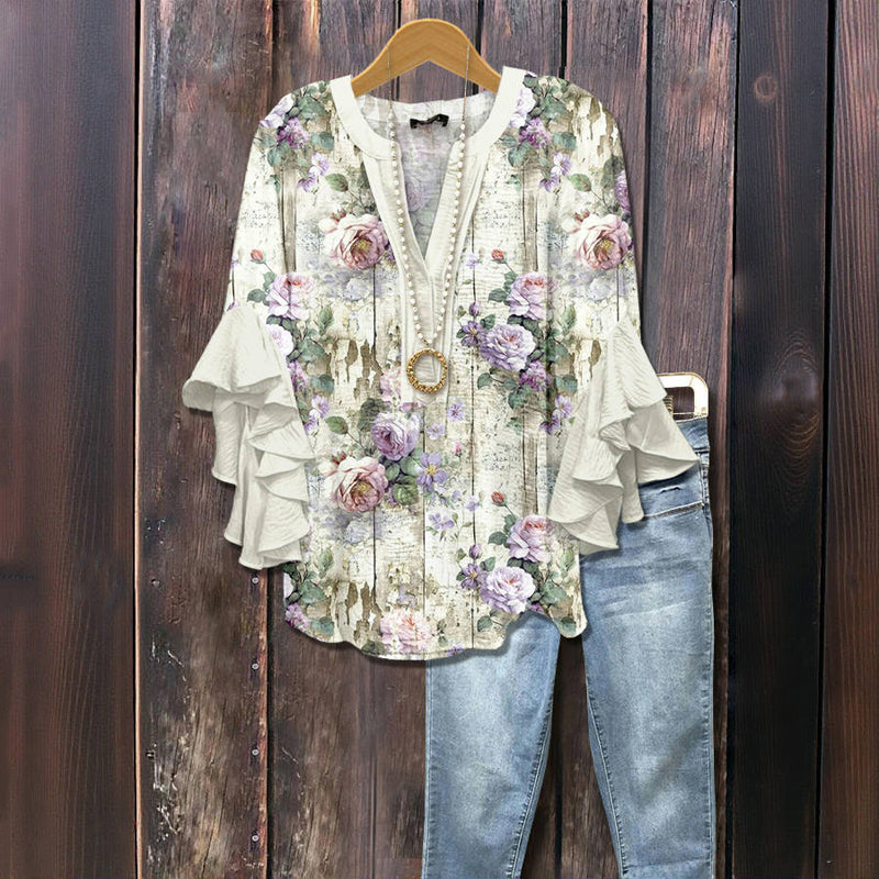 Dakota™ - Luźna bluzka w kwiaty w stylu vintage