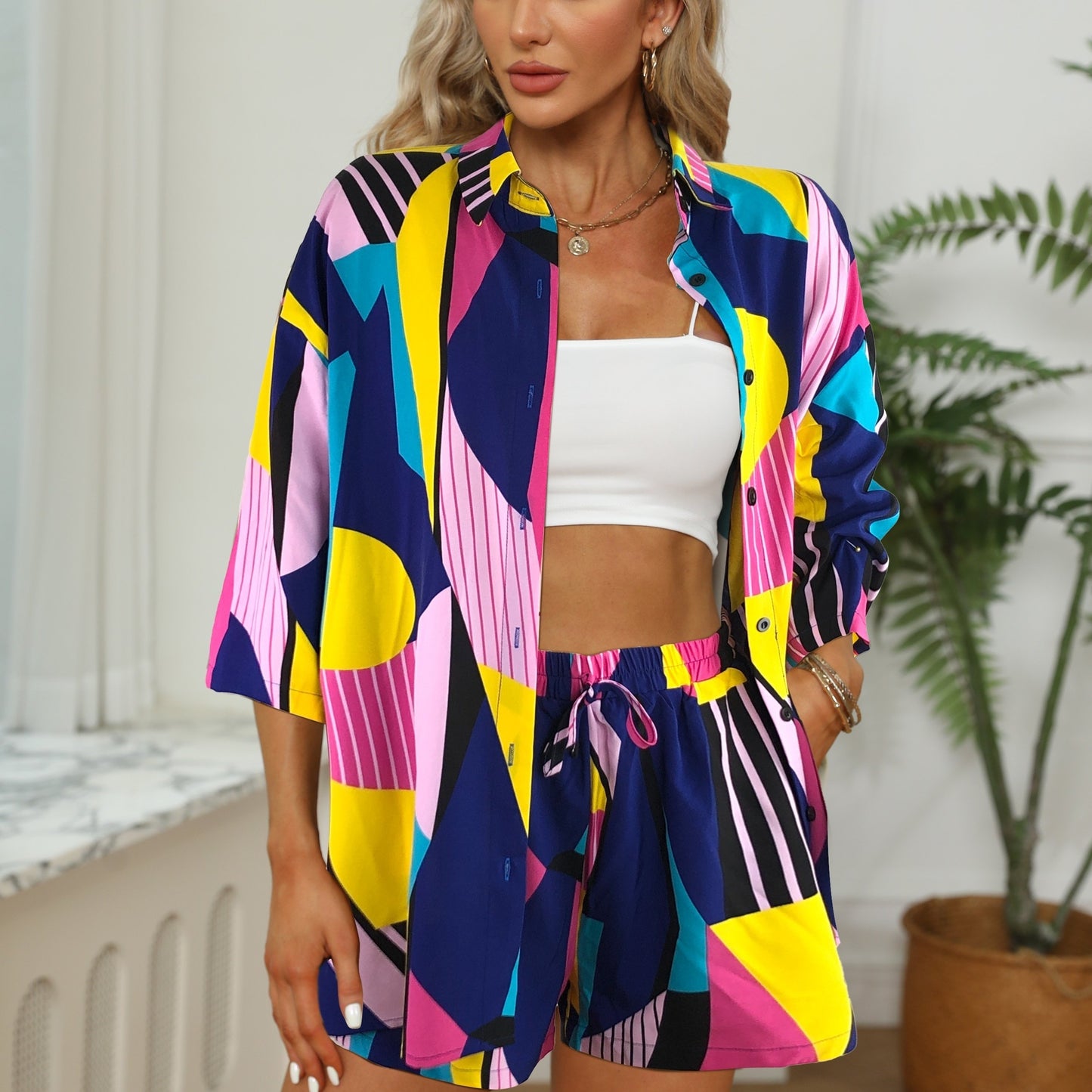Jadwiga – Kolorowy Zestaw Off-Shoulder