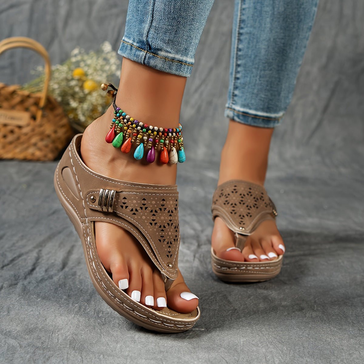 Lucyna | Boho sandały