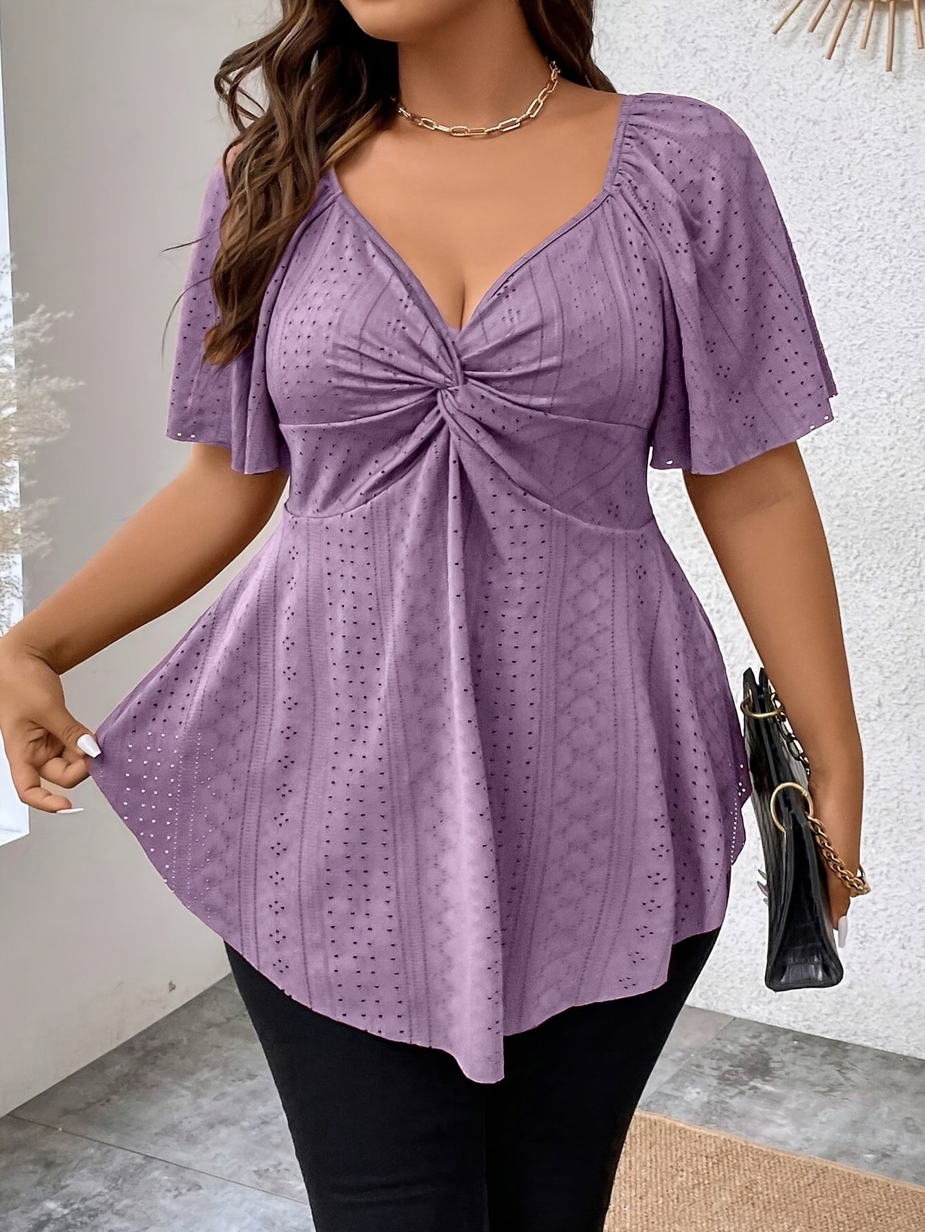 Barbara – Plus Size Koszulka Z Haftem