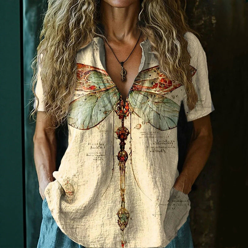 Lilou™ - Luźna bluzka w stylu vintage o niewymaganym stylu