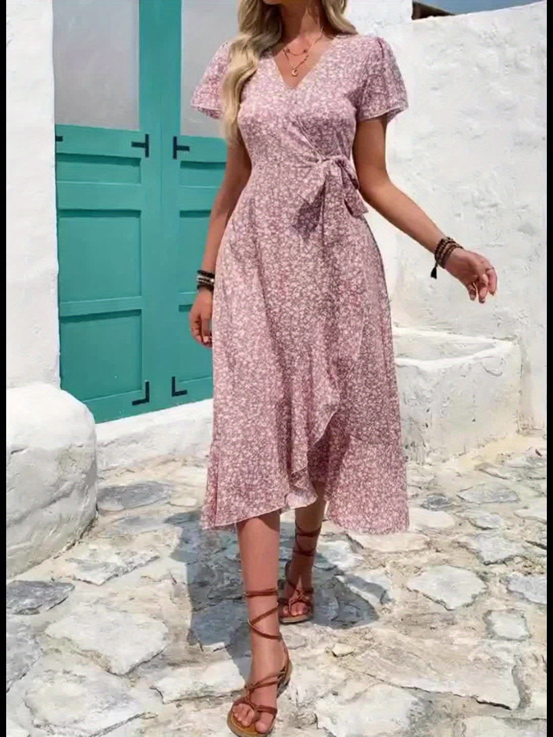 Lilianna / Czerwona Sukienka Kwiatowa