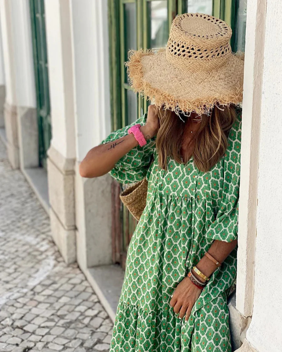 Cecylia | Bawełniana sukienka boho maxi