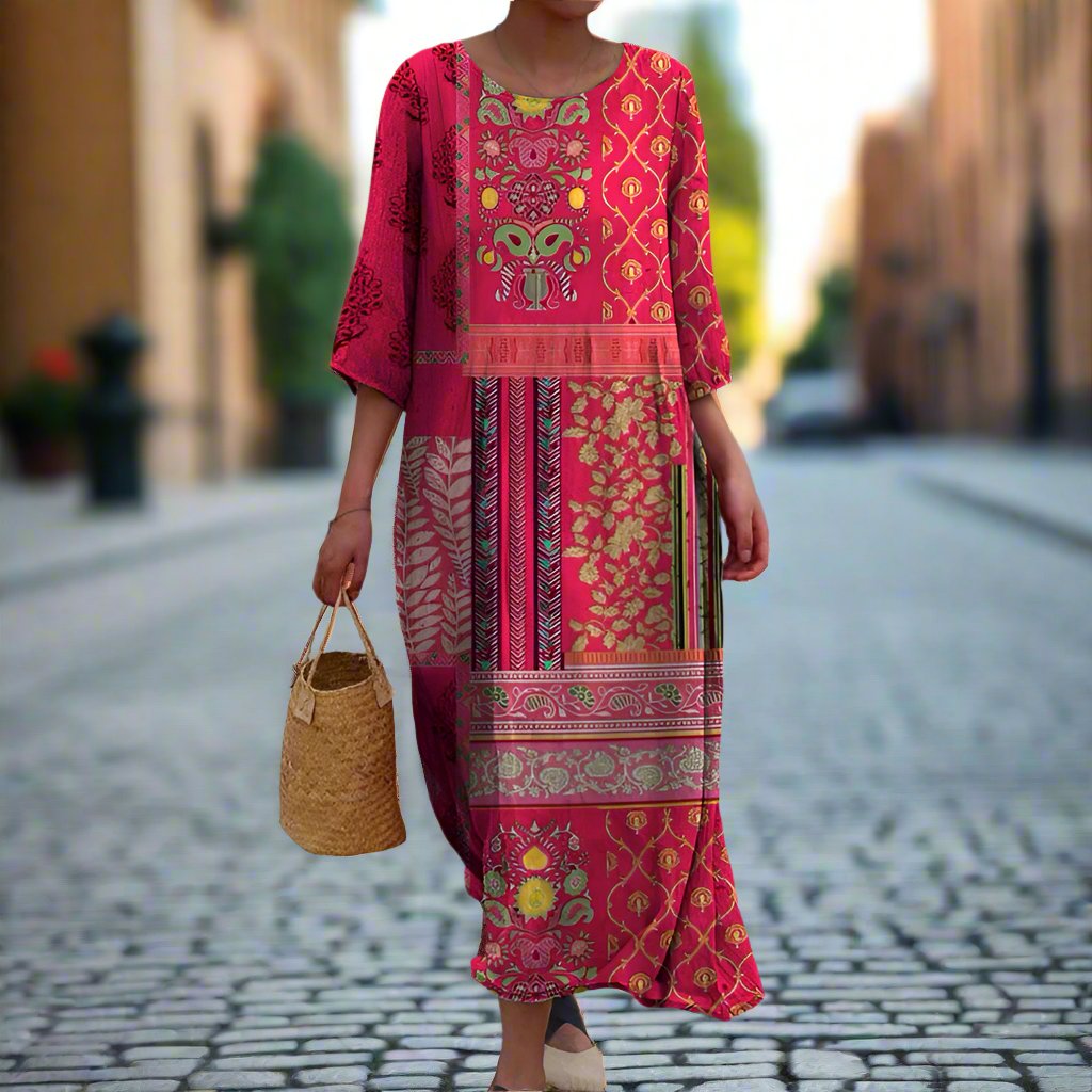 Ilona | Zwiewna boho sukienka maxi o luźnym kroju