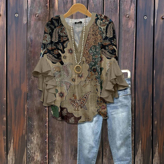 Naomi™ - Codzienna bluzka w stylu vintage z eleganckim designem