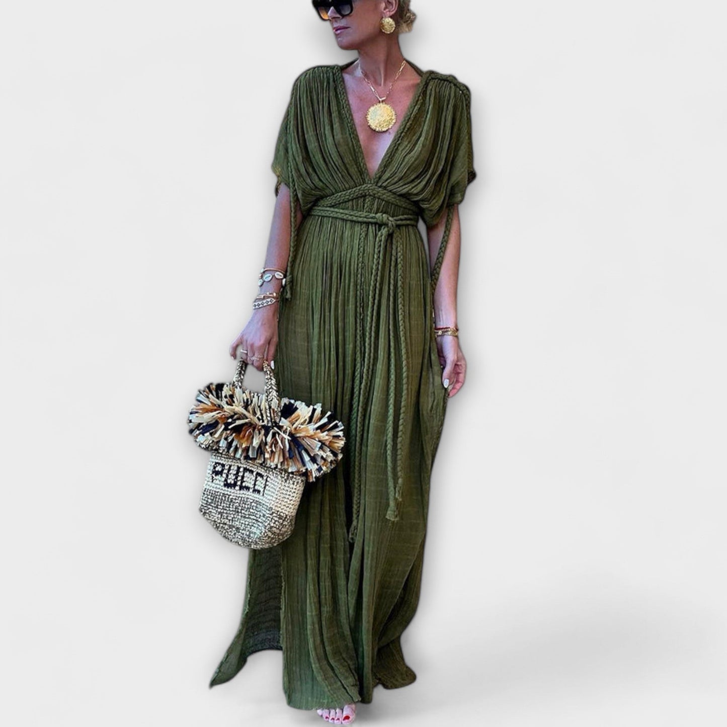 Sukienka kimono maxi w stylu greckim