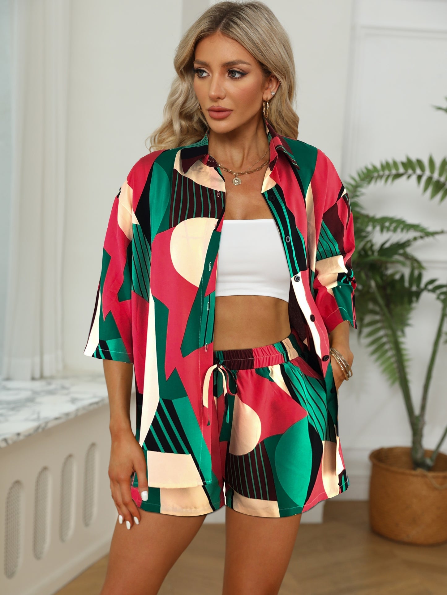 Jadwiga – Kolorowy Zestaw Off-Shoulder