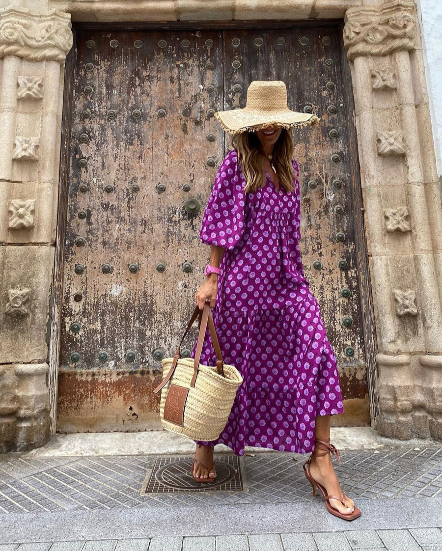 Cecylia | Bawełniana sukienka boho maxi