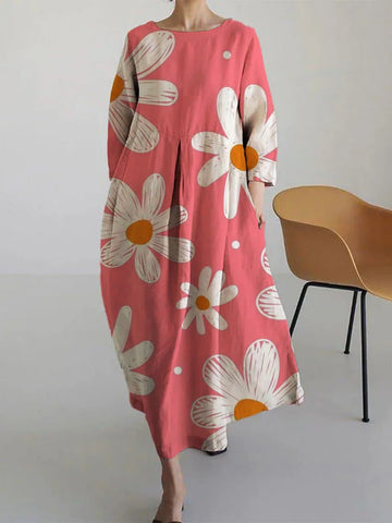 LOÏS - LEKKA KWIATOWA SUKIENKA Z KRÓTKIM RĘKAWEM