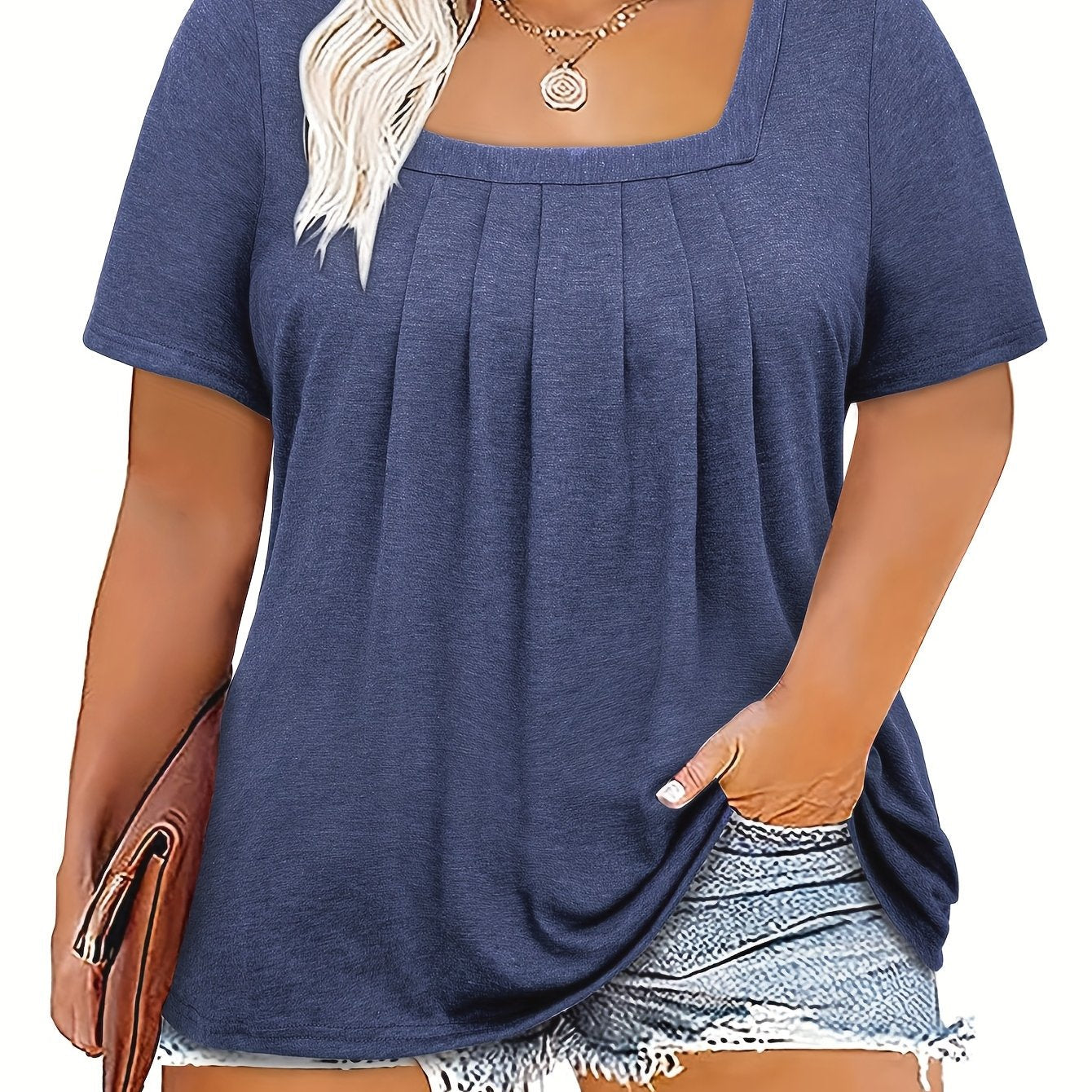 Karina – Plus Size Bluzka Kwadratowy Dekolt