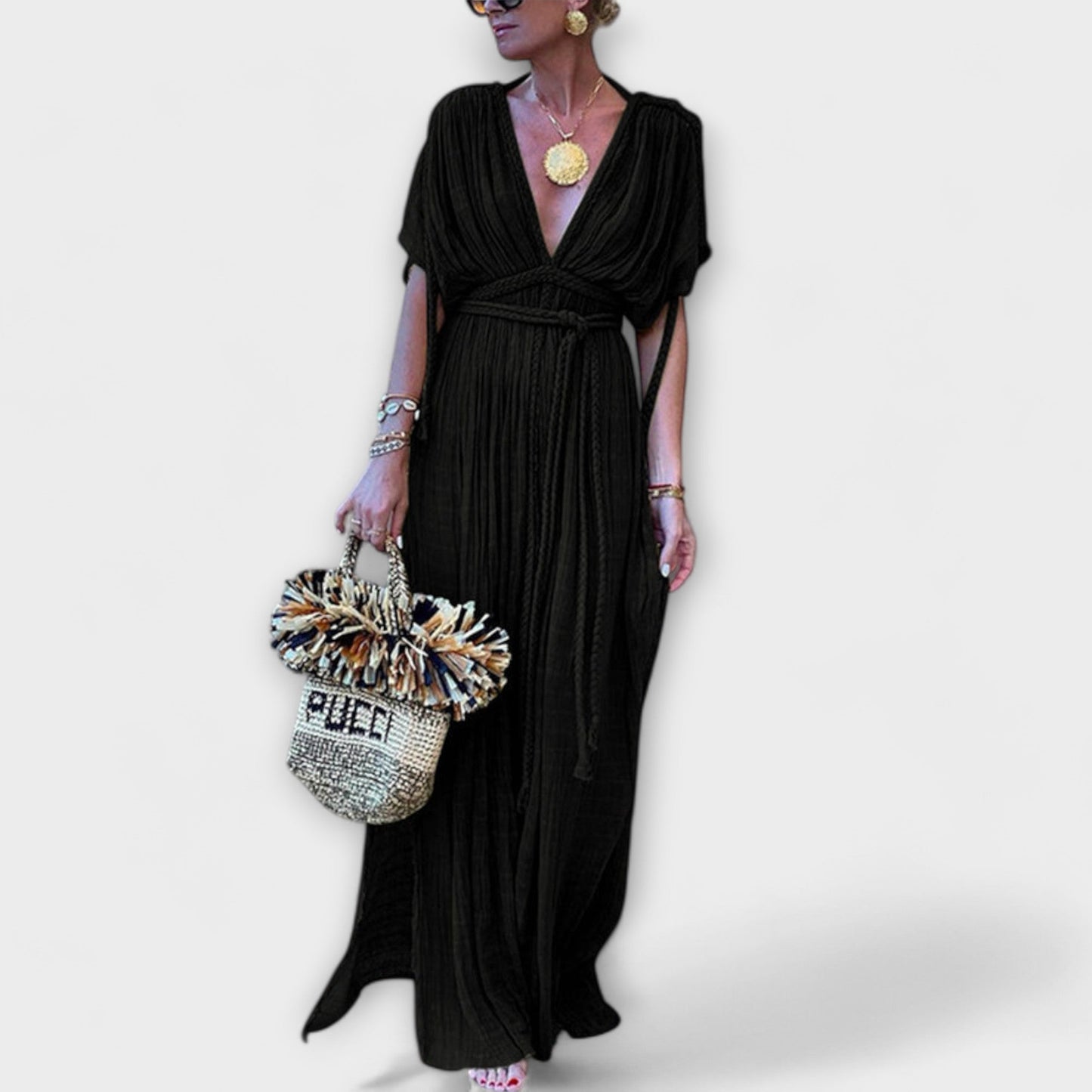 Sukienka kimono maxi w stylu greckim