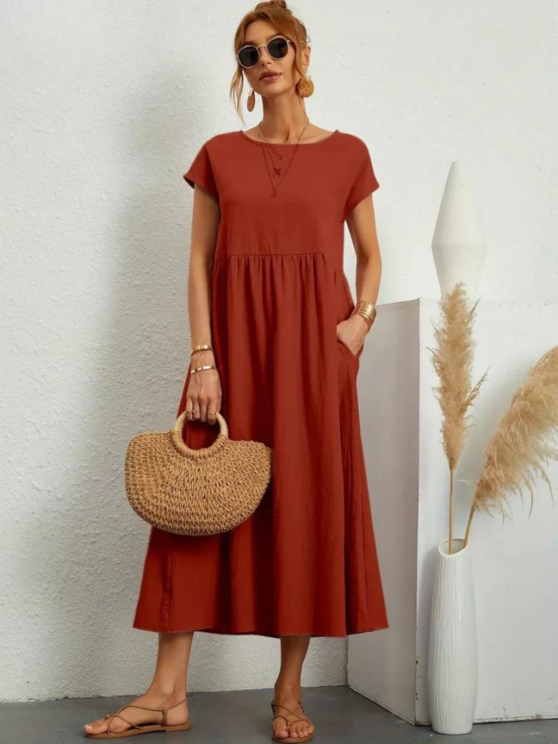 Ruby™ | Elegancka, podstawowa sukienka z bawełny i lnu